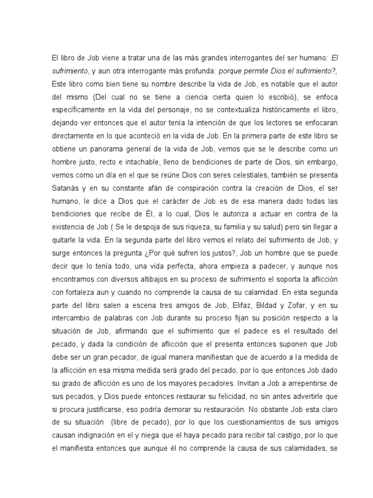 La historia de Job y su sufrimiento | PDF | Libro de trabajo | Sufrimiento