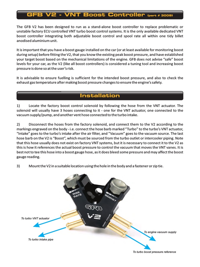 GFB V2 VNT Boost Controller (Part 3009) PDF Turbocharger