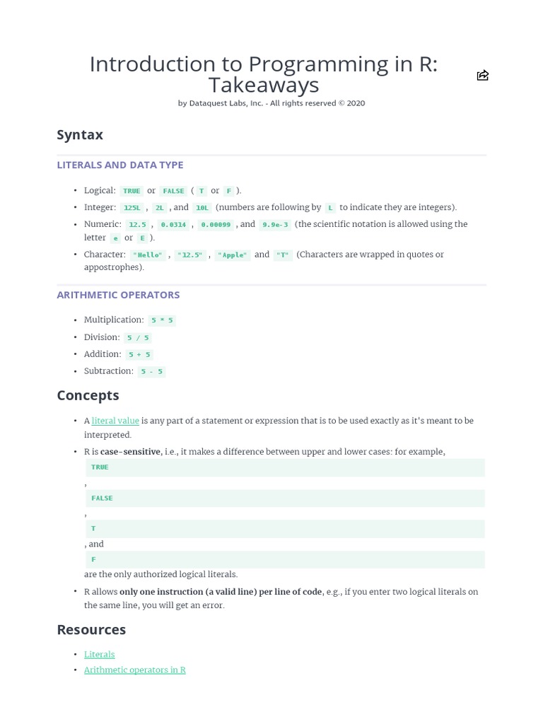 Mission 499 Introduction To Programming in R Takeaways | PDF | Career ...