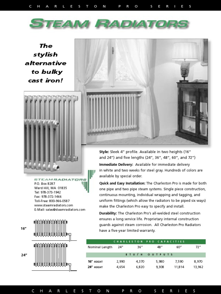 Charleston Steam Radiator Brochure | PDF | Pipe (Fluid Conveyance) | Steam