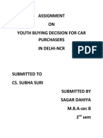 Assignment ON Youth Buying Decision For Car Purchasers in Delhi-Ncr