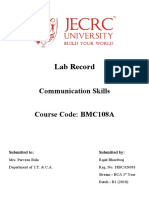 Lab Record: Communication Skills Course Code: BMC108A