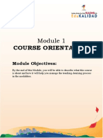 Course Orientation: Module Objectives