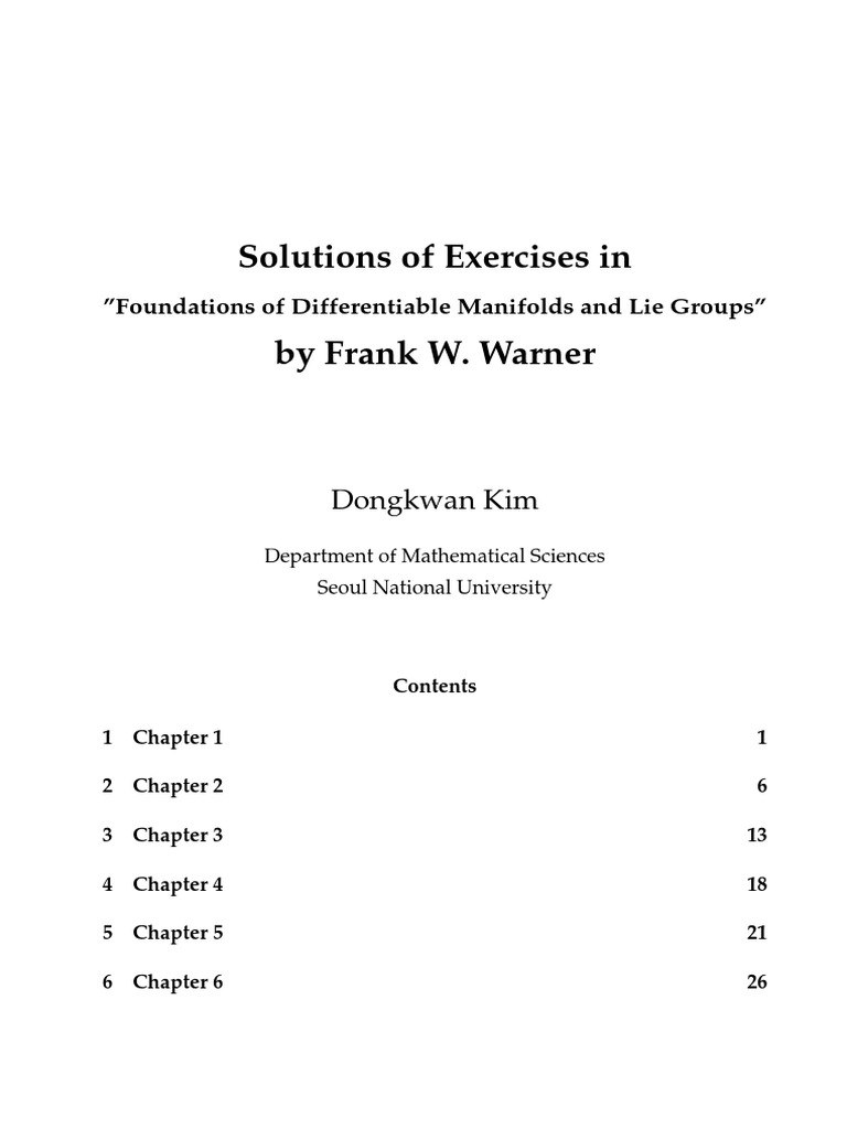 Warner Sol PDF Differentiable Manifold Differential Geometry