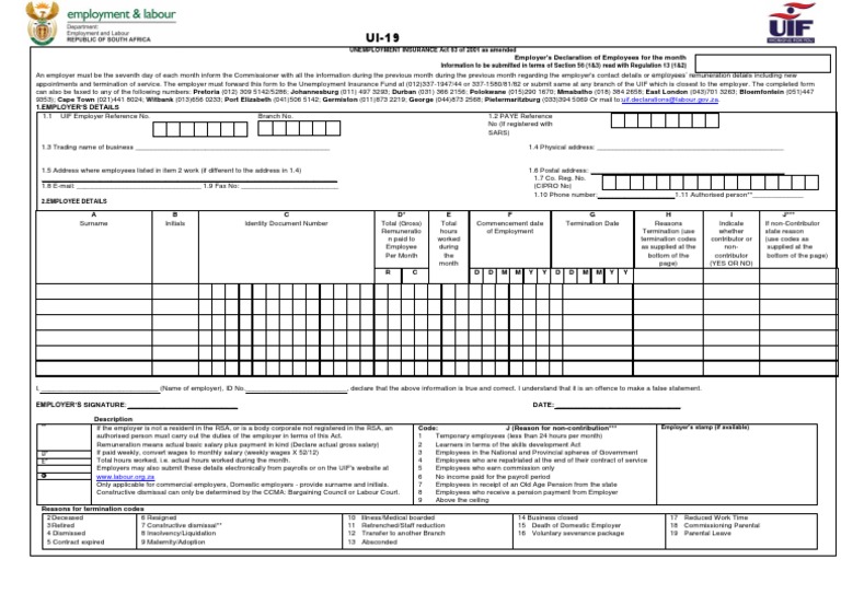 Ui19 Employers Declaration Pdf Salary Payroll