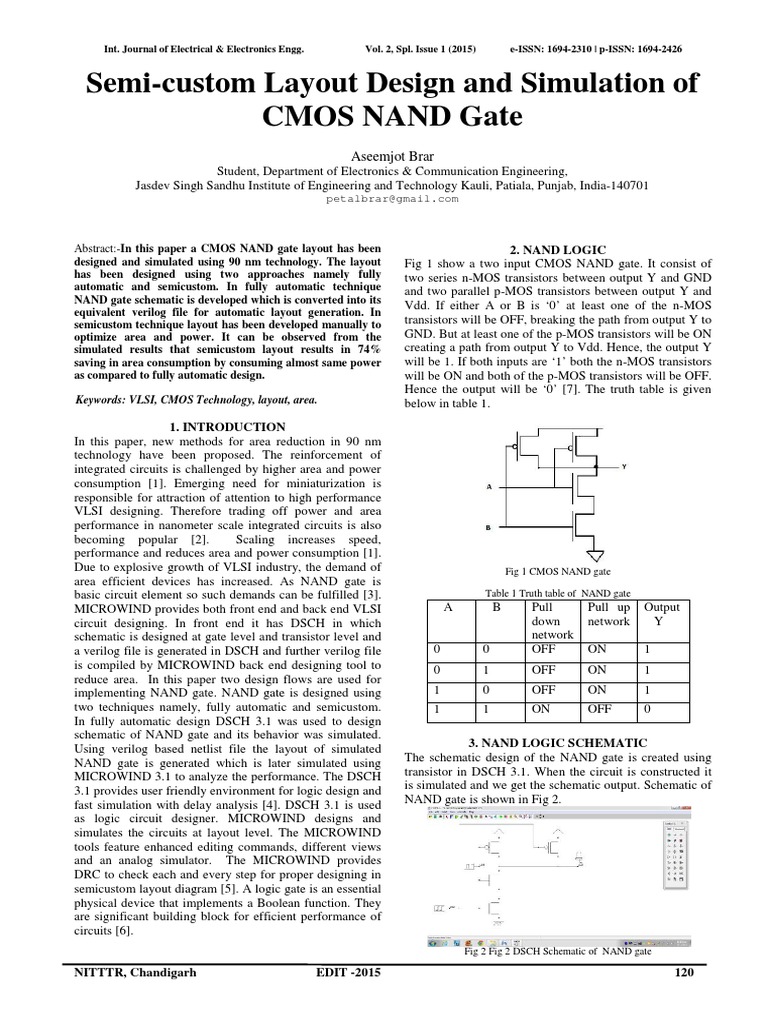 Semi Custom Layout Design and Simulation PDF | PDF | Logic Gate | Cmos
