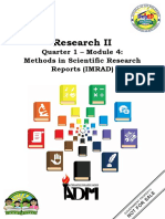 Research II: Quarter 1 - Module 4: Methods in Scientific Research Reports (IMRAD)
