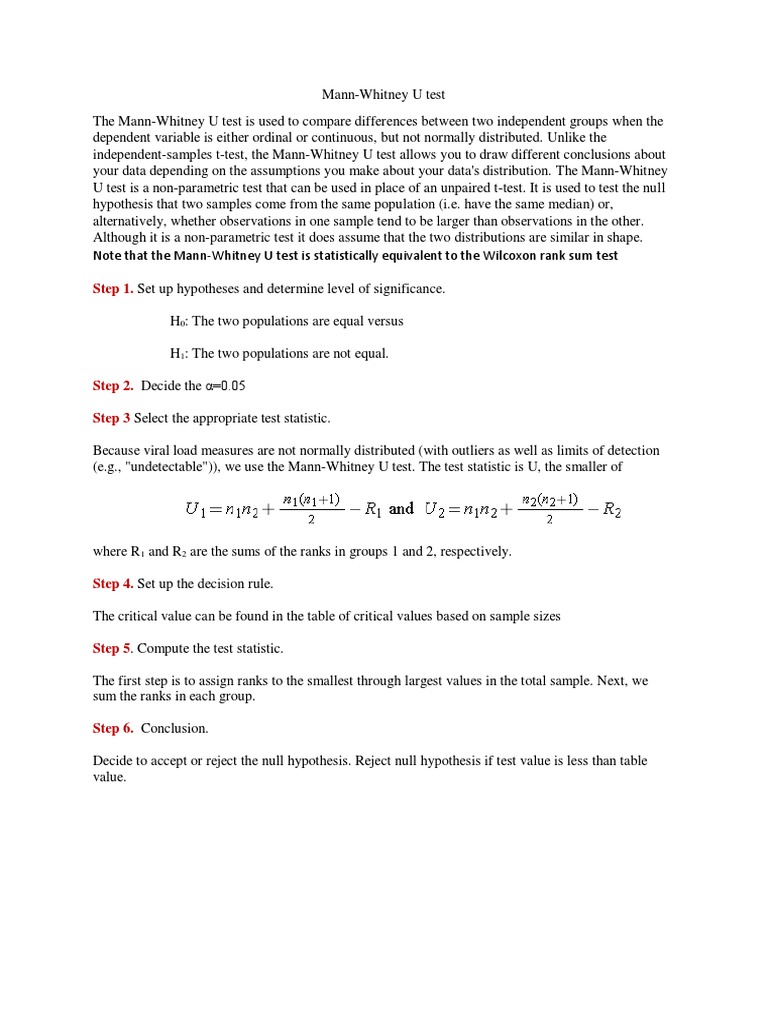 Mann-Whitney U Test Overview and Steps | PDF | Teaching Methods ...