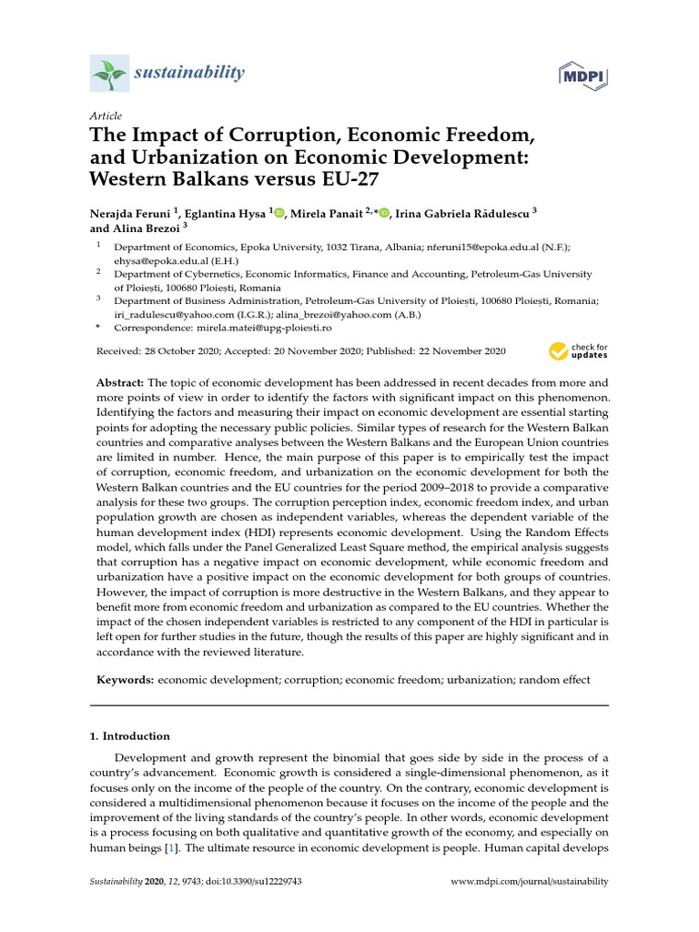The Impact of Corruption, Economic Freedom, and Urbanization On ...