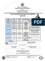 Department of Education: Class Program For Modular Learning