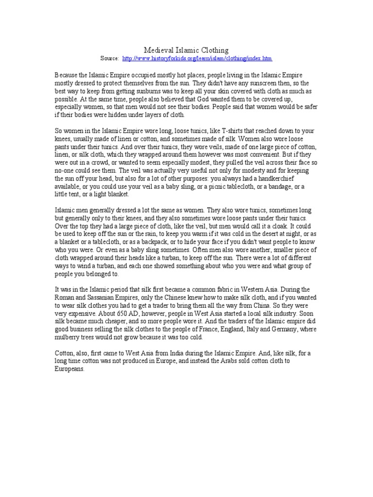 Medieval Islamic Clothing PDF Silk Veil