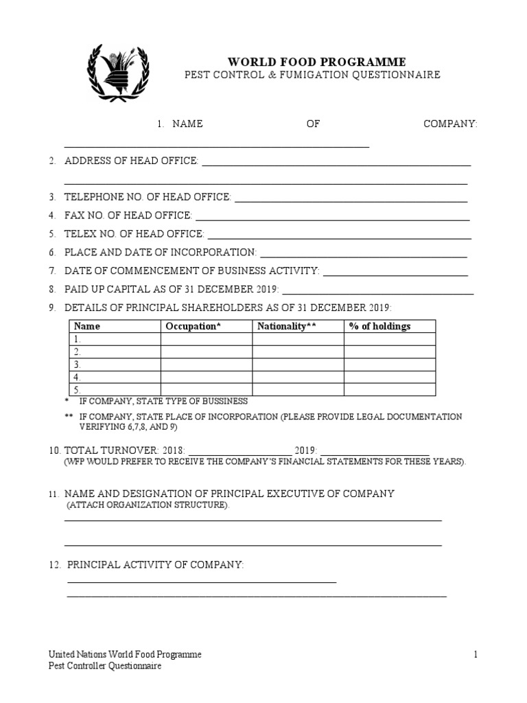 Assessing Pest Control Qualifications A Questionnaire for Potential