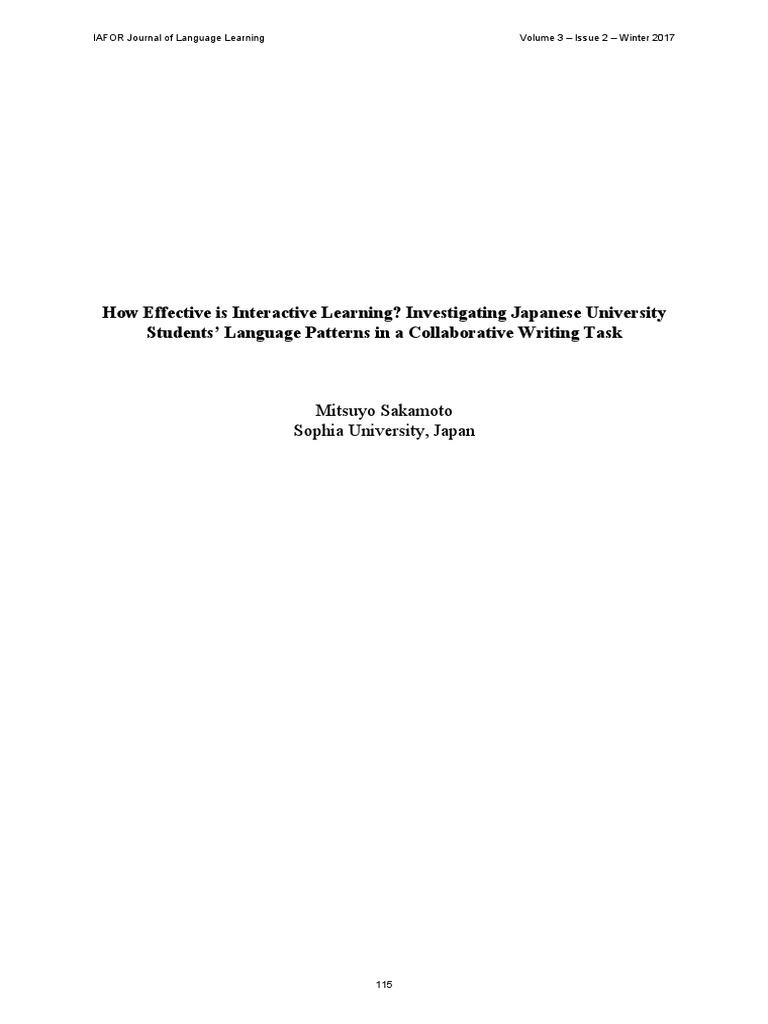 Interactive Learning in Japanese EFL Writing | PDF | Second Language ...