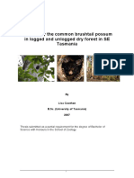 Honours thesis 2007 - Den use by the common brushtail possum in logged and unlogged dry forest in SE Tasmania - Lisa Cawthen