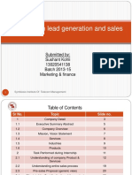 Project On Lead Generation and Sales: Submitted By: Sushant Kohli 13020541138 Batch 2013-15 Marketing & Finance