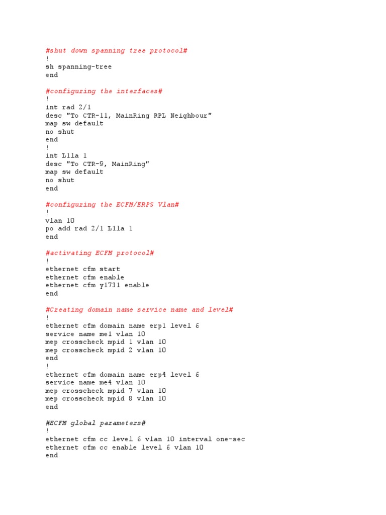 Configuring ECFM and ERPS Protocols | PDF