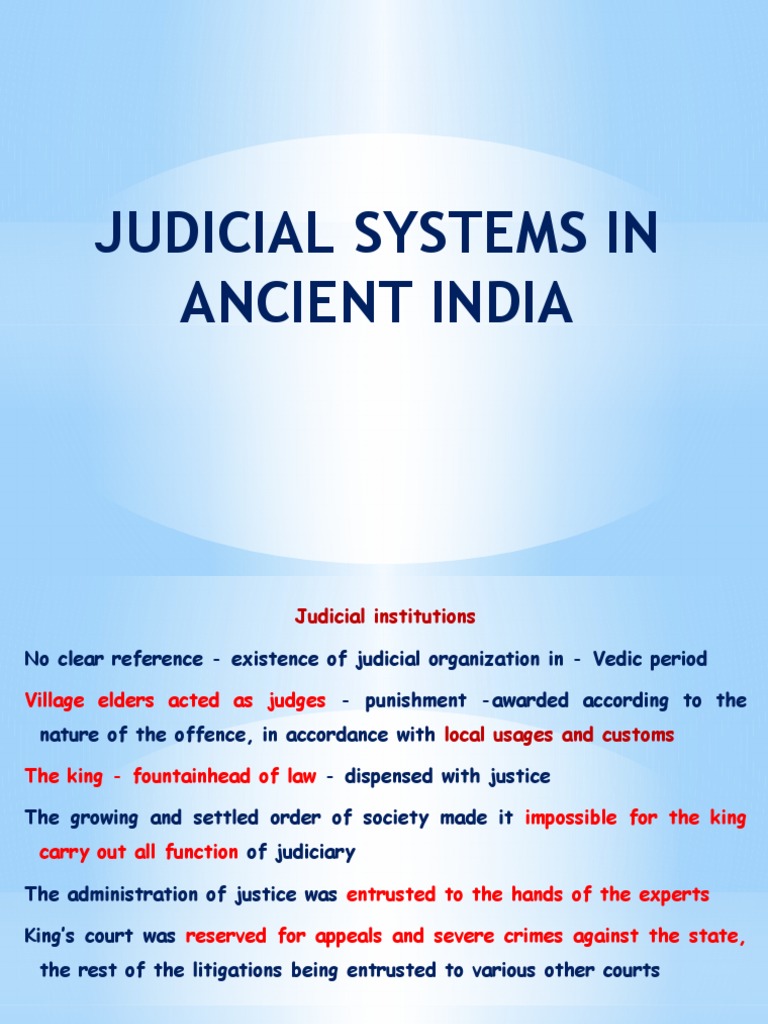 Ancient Indian Judicial System Overview | PDF | Judiciaries | Judge