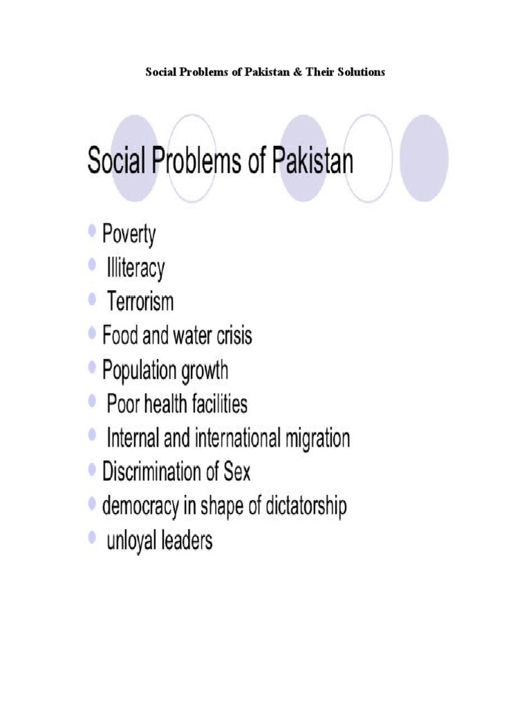 essay on social problems of pakistan and their solutions