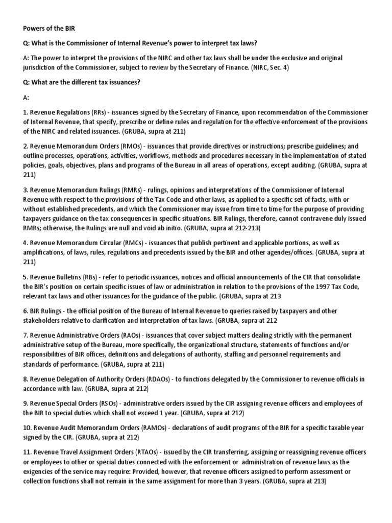 Powers of The BIR PDF Withholding Tax Taxation In The United States