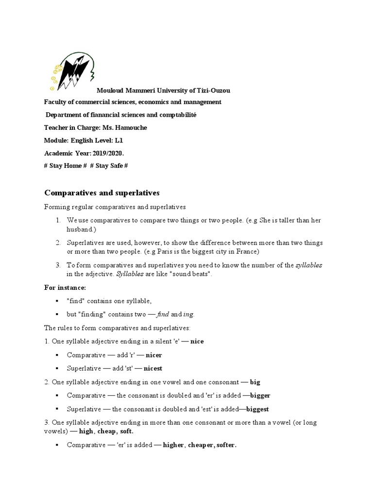 Comparatives and Superlatives | PDF | Linguistic Morphology | Linguistics