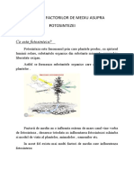 INFLUENTA FACTORILOR DE MEDIU ASUPRA fotosintezei