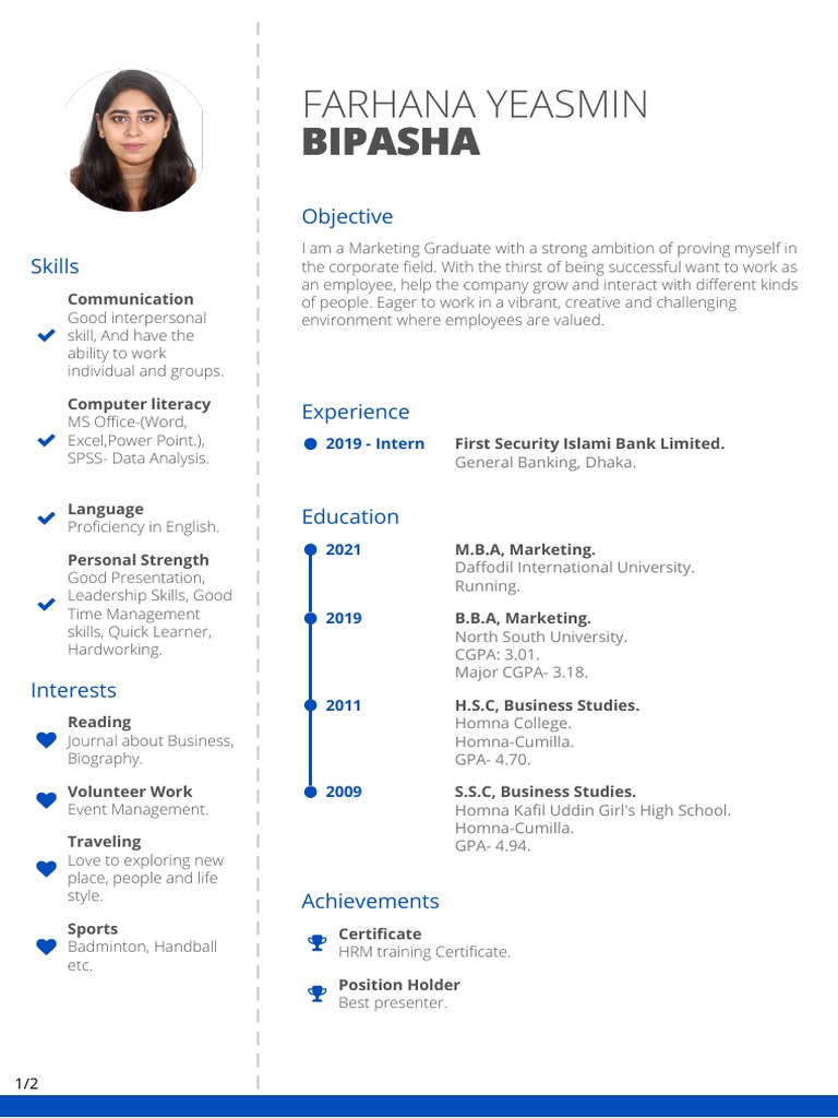 Farhana Yeasmin - Resume. | PDF | Semiotics | Psychological Concepts