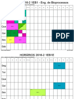 Horários 2016-2 1EB1 - Engenharia de Bioprocessos