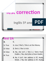 Test Correction: Inglês 5º Ano