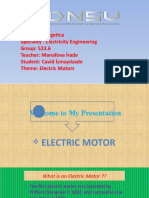 Faculty: Energetica Specialty: Electricity Engineering Group: 523.6 Teacher: Manafova İrade Student: Cavid İsmayılzade Theme: Electric Motors