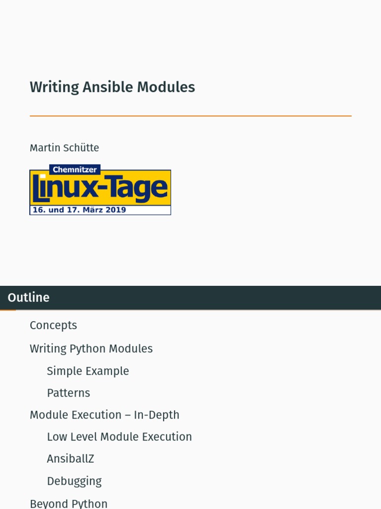 Writing Ansible Modules: Martin Schütte | PDF | Python (Programming ...