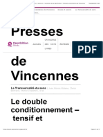 Presses Universitaires de Vincennes: Le Double Conditionnement - Tensif Et