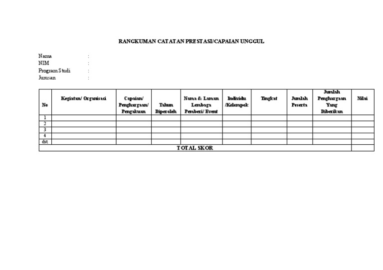 Contoh Format Portofolio Capaian | PDF
