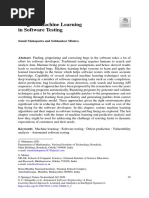 Usage of Machine Learning in Software Testing: Sumit Mahapatra and Subhankar Mishra