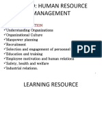 BLD 809: Human Resource Management: Course Unit Course Description