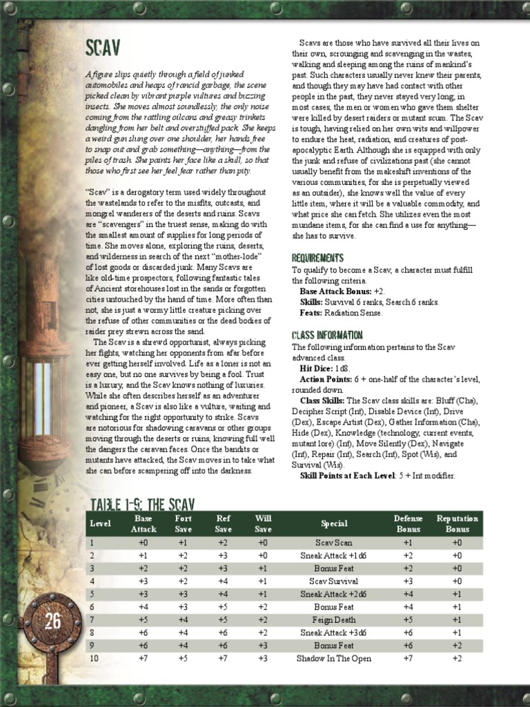 Darwin's World - Core Rules v2.4 Scav Demo PDF | PDF | Ambush | Nature
