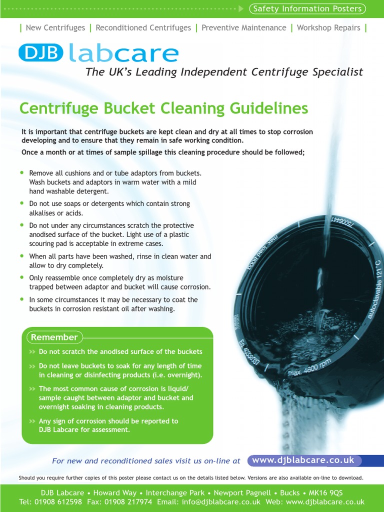 Centrifuge Bucket Cleaning Guidelines - Labcare PDF | PDF