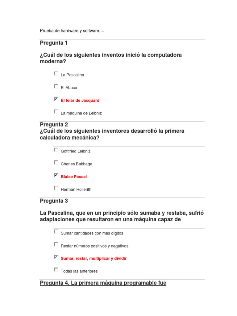 Examen de Hardware y Software | PDF | Hardware de la computadora ...