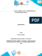 Aplicación primera ley termodinámica turbina gas