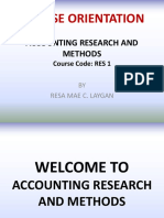 Accounting Research and Methods Orientation