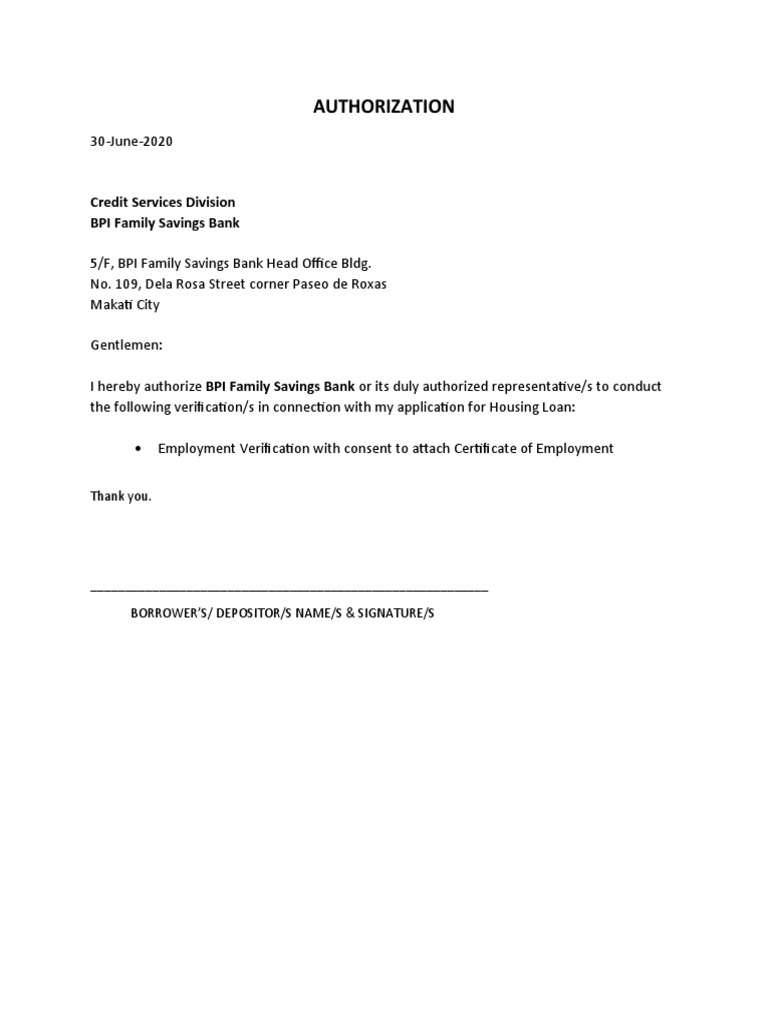 Authorization Letter Employment Verification Pdf