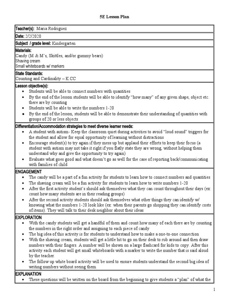 Lesson Plan 1 | PDF | Lesson Plan | Psychological Concepts
