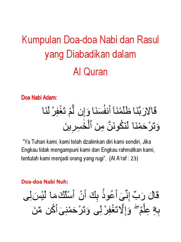 Doa para Nabi Dan Rasul | PDF
