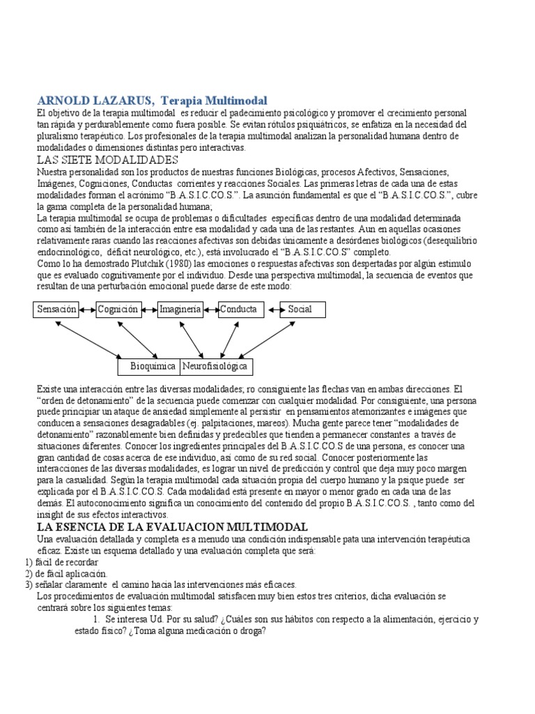 ARNOLD LAZARUS, Terapia Multimodal | PDF | Las emociones | Psicoterapia
