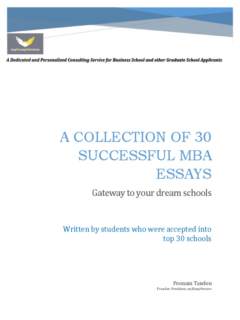 Successful MBA Essay Samples Guide | PDF | Leadership | Entrepreneurship