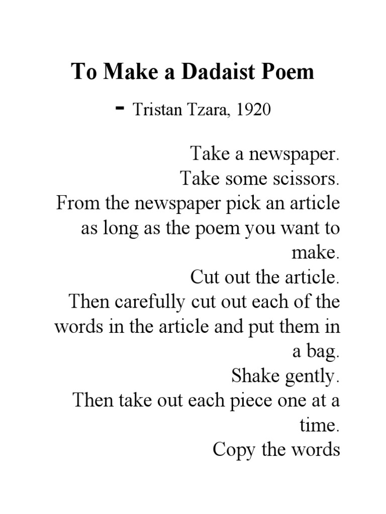 Dadaist Poetry About Death That Breaks All Rules