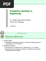 Probability Methods in Engineering: Dr. Safdar Nawaz Khan Marwat DCSE, UET Peshawar