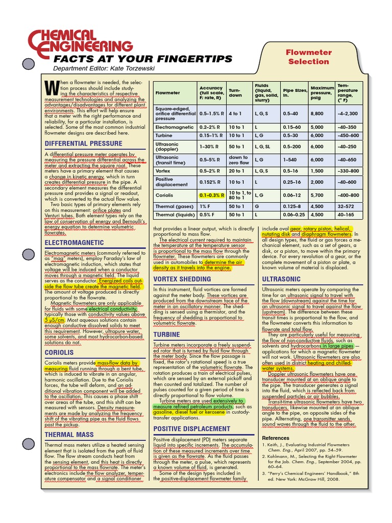 Flowmeter Selection Guide for Industries | PDF | Flow Measurement ...