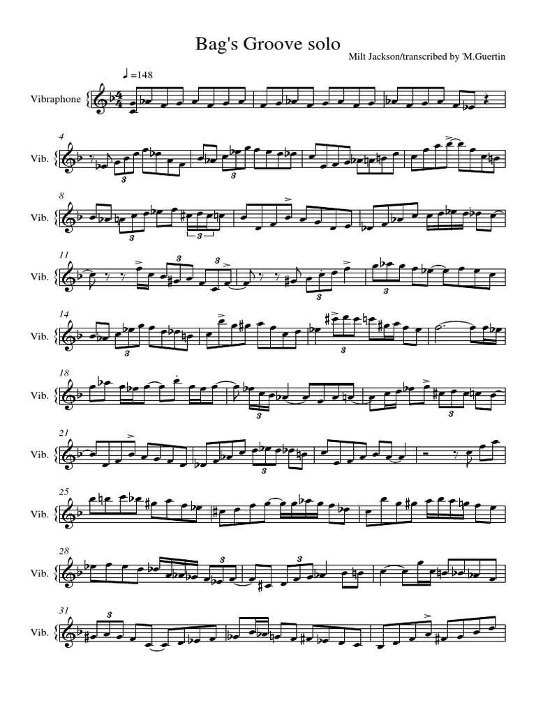 Bags Groove Milt Jackson Solo PDF PDF Jazz