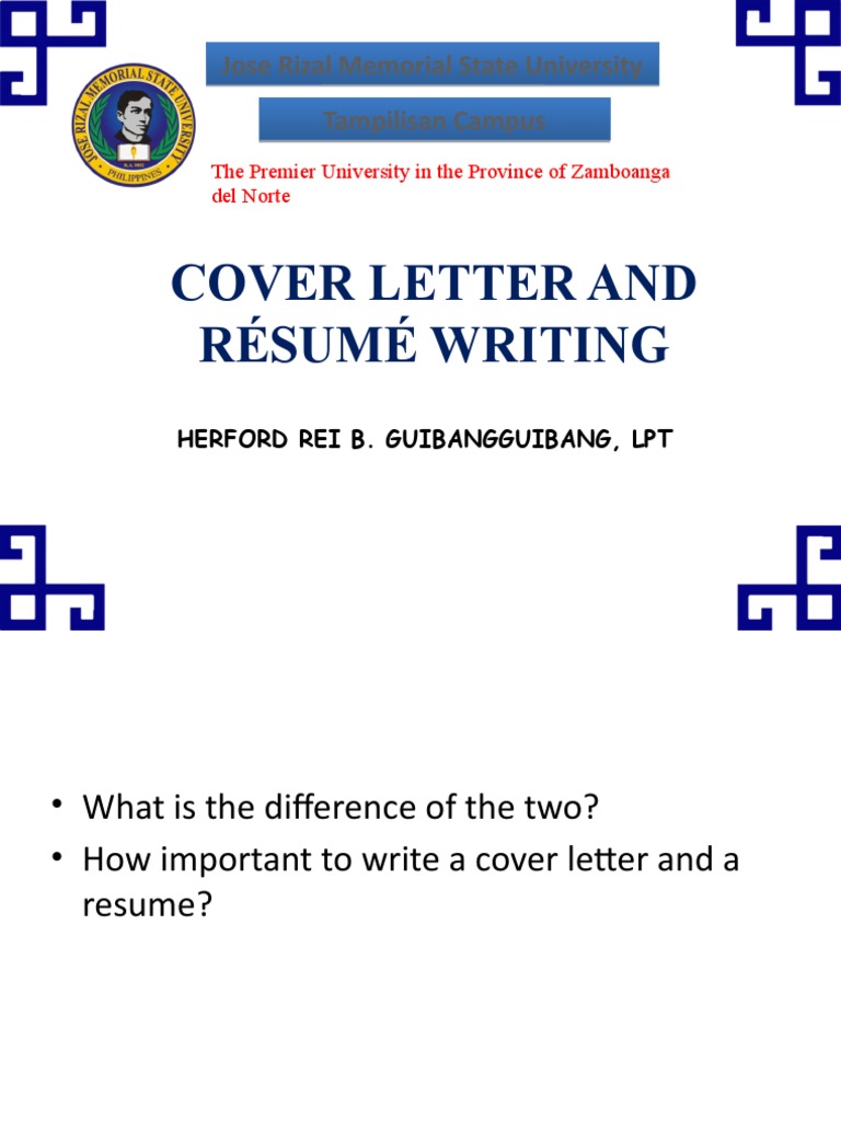 Cover Letter Guide for JRMU Tampilisan | PDF | Résumé | Communication