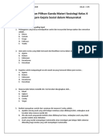 Soal Sosiologi Kelas X Bab 3. Ragam Gejala Sosial Dalam Masyarakat